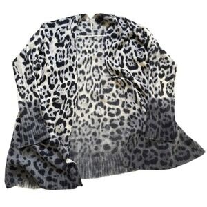 360 Cashmere Leopard Print‎ Cardigan Open Front Lightweight XS